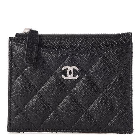 chanel caviar quilted cc zip card holder black|CHANEL Caviar Quilted Card Holder Black .